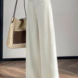 Casual High Waist Draping Straight Wide Leg Trousers