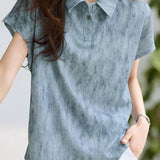 Temperament Commuter Ink Wash Drop Shoulder Shirt