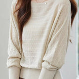 Elegant Off-Shoulder Batwing Long Sleeve Knit Top