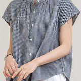 Temperament Ruffled Plaid Short Sleeve Shirt