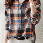 Early Autumn Stylish Casual Checkered Sleeve Shirt - liwisi