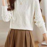 Bottle Neck Ruffled Decor Rib Hem Knit