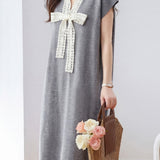 Gentle Commuter Lace Bow Knit Dress