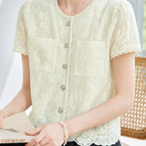 Delicate Commuter Pearl Button Embroidered Blouse