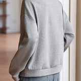 Double Polo Collar Logo Embroidered Drop Shoulder Sweatshirt