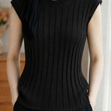 Elegant Ribbed Silk Knit Tank Top
