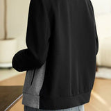 Loose Fit Color Block Spliced Cardigan