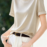 Elegant Minimalist Round Neck Short-Sleeve T-Shirt