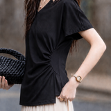 Elegant Irregular Split Short Sleeve T-shirt