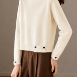 Casual Commuter Letter Button Decorated Knit Top