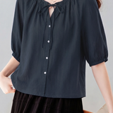 Temperament Commuter Bow Tie Ribbon Doll Blouse