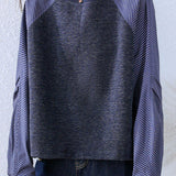 Casual Crew Neck Stripe Spliced Long Sleeve Sweatshirt