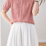 Artistic Commuter Embroidered Seven-point Sleeve Blouse