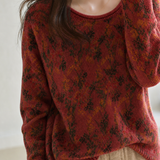 Lazy Commuter Vintage Floral Drop Shoulder Long Sleeve Sweater