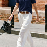Elegant Commuter Contrast Trim Small V-Neck Two-Button T-Shirt