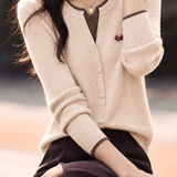 Intellectual Fake Two-Piece Color Block Spliced Knit Sweater