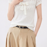 Gentle Commuter Lace Bow Knit T-Shirt