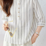 Casual Minimalist Vertical Striped Batwing Sleeve Shirt