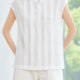 Commuter Stand Collar Vertical Pin-tuck Blouse