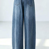 Casual High Waist Elastic Waist Wide Leg Pants