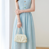 Elegant Color Button Vest Dress