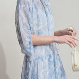 Elegant Bleached Print Dress - liwisi