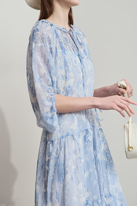 Elegant Bleached Print Dress - liwisi