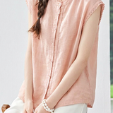 Casual Commuter Crew Neck Ruffle Cap Sleeve Blouse