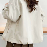 Casual Striped Spliced Drawstring Jacket