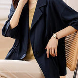 Notch Lapel Collar Drop Shoulder Jacket - 2 Colors Available