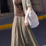 Elegant Commuter Three‑Piece Set: Knit Cardigan, Camisole Top & Midi Skirt