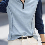 Casual Spliced Color Contrast Half Zip Sweatshirt