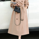 Elegant Commuter Double-Breasted Tie Waist Trench Coat