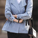 Casual Lapel Double Breasted Long Sleeve Trench Coat