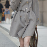 Elegant Temperament Retro Double-Breasted Woolen Coat