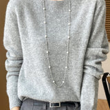 Solid-color round-neck base layer shirt
