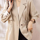 Notch Lapel Collar Drop Shoulder Jacket - 2 Colors Available