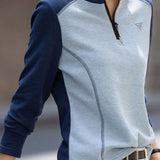 Casual Spliced Color Contrast Half Zip Sweatshirt