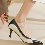 Elegant Office Pointed Color-Block High Heels - liwisi