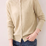 Exquisite Commuter Mock Neck Crochet Knit Cardigan