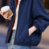 Casual Color‑Block Lapel Long Sleeve Reversible Jacket
