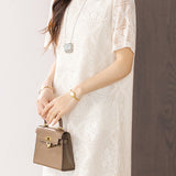 Delicate Tassel Knit Jacquard Hollow Short Sleeve Dress
