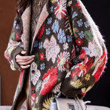 French Vacation Floral U-Neck Long Sleeve Knit Cardigan
