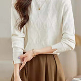 Bottle Neck Ruffled Decor Rib Hem Knit