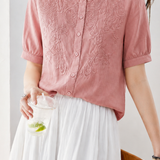 Artistic Commuter Embroidered Seven-point Sleeve Blouse
