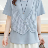 Fresh Fake Two-piece Mesh Vest Spliced T-shirt