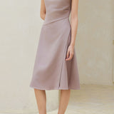 Elegant Commuter Off-The-Shoulder Capped Sleeve Waist-Cinched Dress