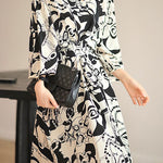 Stylish Printed Waist-Cinched Dress - liwisi