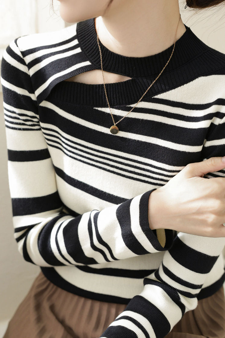 Early Autumn Casual Striped Color-Block Sweater - liwisi