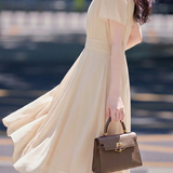 Elegant Pleated Ruffle Chiffon Ruffle Sleeve Dress